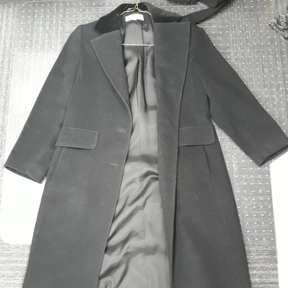 Albert Nipon Jackets & Blazers - Albert Nipon Long Black Womens Pea Coat Size 4P Petite